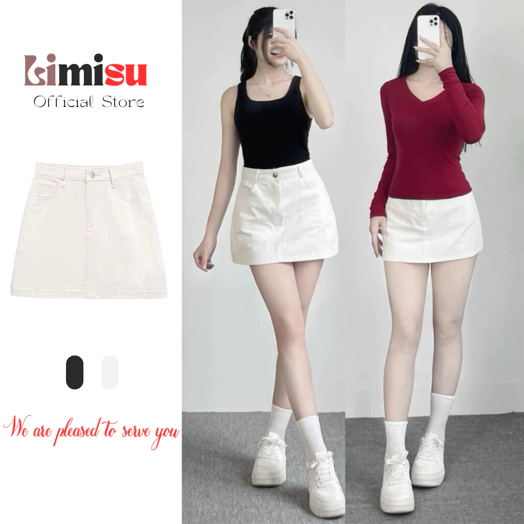 Chân Váy Kaki Dáng Ngắn From Chữ A LIMISU Có Lót Bảo Hộ trong Cạp Cao Tôn Dáng