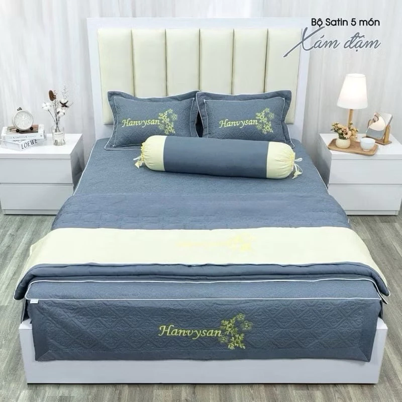 Bộ ga gối Trần bông Satin 3 món đủ kích thước được chọn màu