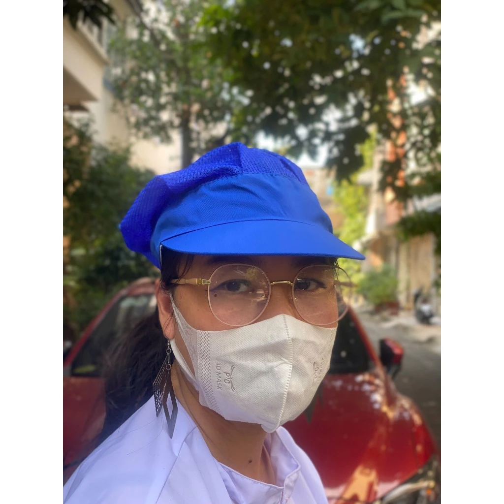 Nón Vải Lưới Bảo Hộ Tóc Cho Công Nhân Sản Xuất - Xếp Ly Xanh Bơ Dày Dặn Giá Rẻ - Hình Thật