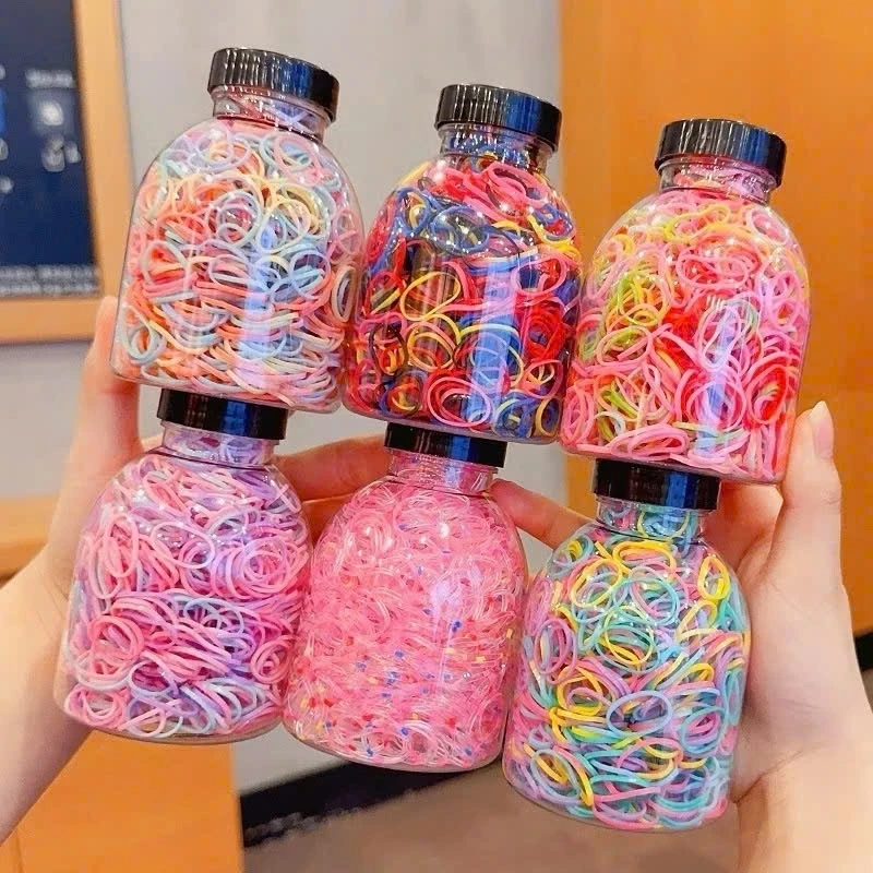 Dây Thun Cột Tóc Lọ 1000 Thun Buộc Tóc Nhiều Màu - Lọ Chun Buộc Tóc Mix Màu Cho Mẹ Và Bé