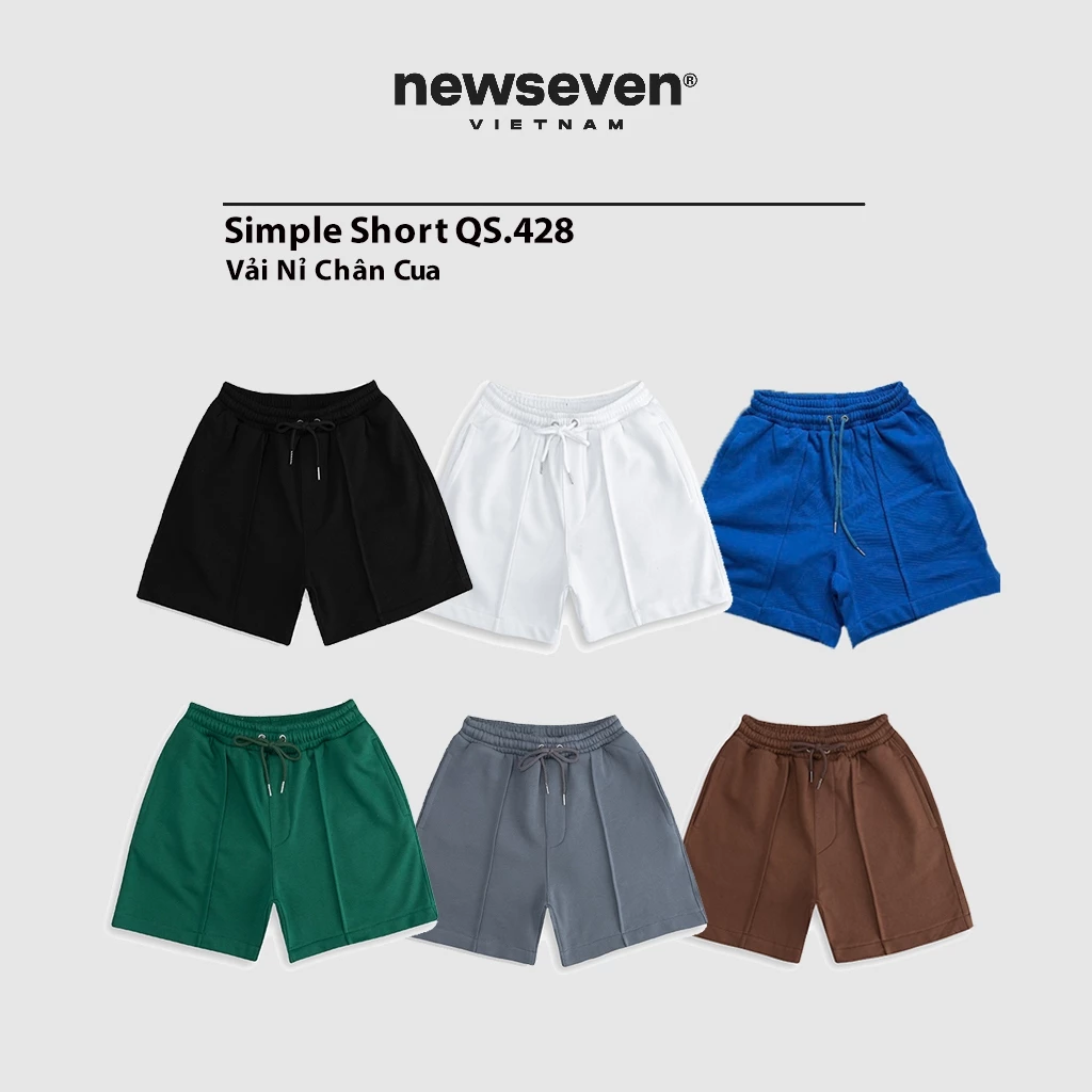 Quần Short Nam Nữ Nỉ Chân Cua NEWSEVEN Simple Short QS.428