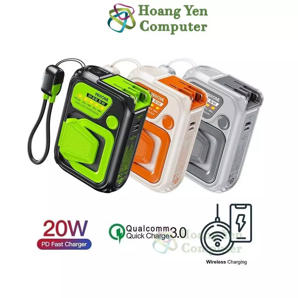 [Có CCC] Nguồn Di Động Không Dây Wekome WP-89 10000Mah (Sạc Nhanh QC3.0, VOOC 2.0, PD20W) - Hoàng Yến Computer