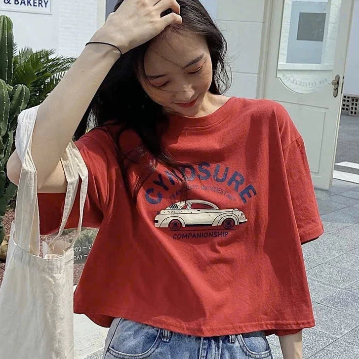 Áo Thun Nữ Crotop Chất Cotton Menina, Áo Thun Nữ Dáng Lửng Ngắn Tay Thời Trang