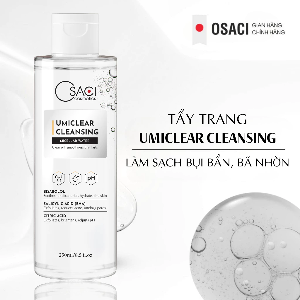 Nước Tẩy Trang Làm Sạch Sâu – UmiClear Cleansing 250ml Sạch Mụn Ẩn, Dịu Nhẹ Cho Da Nhạy Cảm