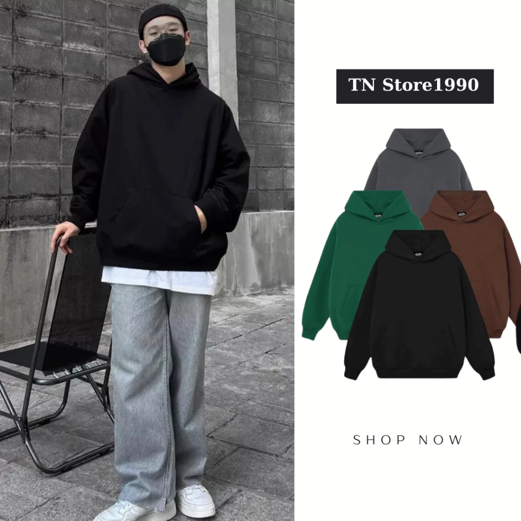 Áo Hoodie nỉ bông, phiên bản mũ to 2 lớp dày dặn, cả nam và nữ đều mặc được, phong cách trẻ trung năng động