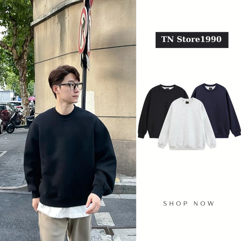 Áo nỉ sweater nam nữ Unisex dài tay trơn form rộng Hoodie