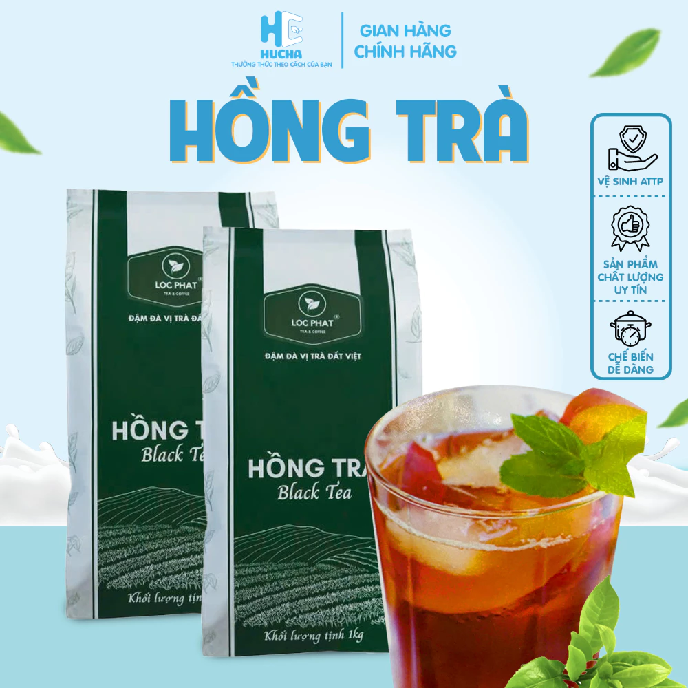 Hồng trà lộc phát gói 100g nguyên liệu pha trà sữa trân châu thơm ngon đậm vị-nguyên liệu Hucha
