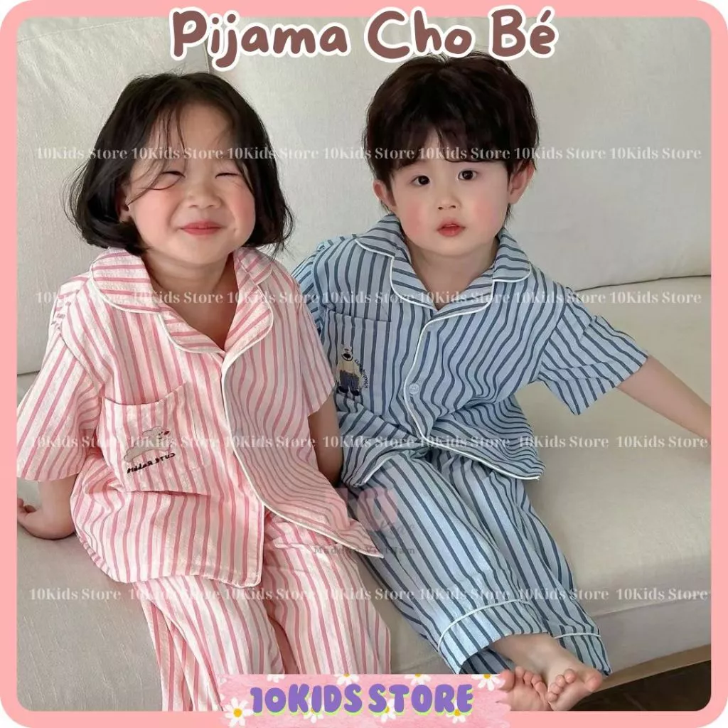 9-45KG Pijama Cho Bé Trai Bé Gái Tay Ngắn Quần Dài Vải Lụa Mềm Mát  - Đồ Ngủ, Đồ Mặc Nhà Cho Bé