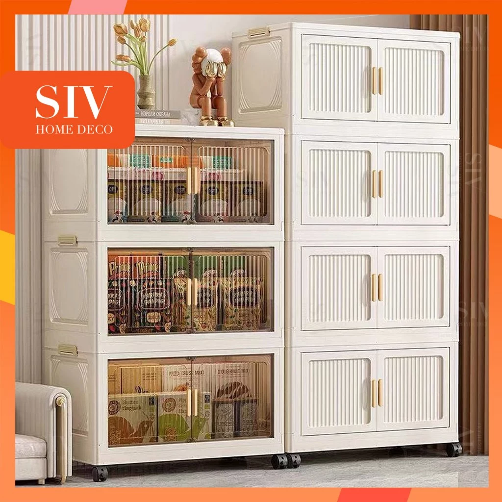 SIV 50-90cmTủ Nhựa Đựng 3/4/5/6 tầng Màu nâu sữaTrong suốt làm dày công suất lớn tủ bếp Đa Năng