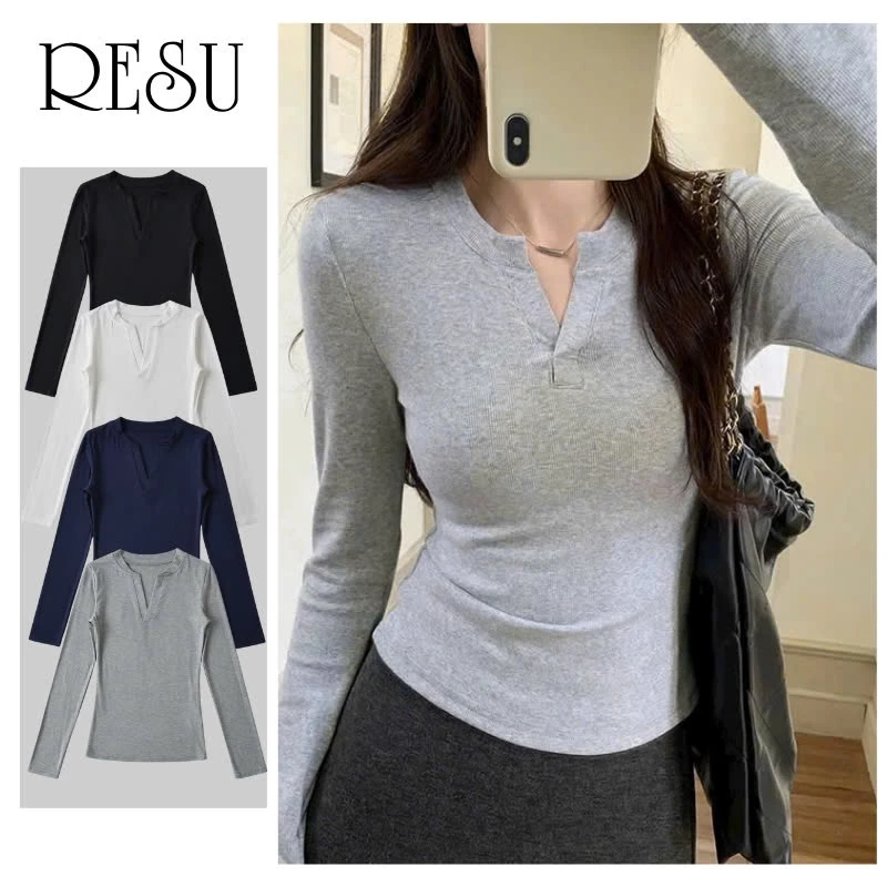 Áo Kiểu Thun Tay Dài Cổ Trụ Trơn Basic Dáng Dài Ôm Body, Áo Thun Nữ Tay Dài Kiểu Sexy RESU