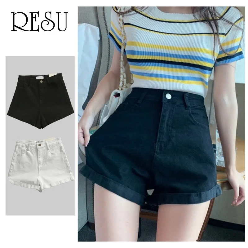 Quần đùi nữ kaki nữ lưng cao trơn , quần short nữ kaki cạp cao có túi đen trắng ,quần đi biển RESU