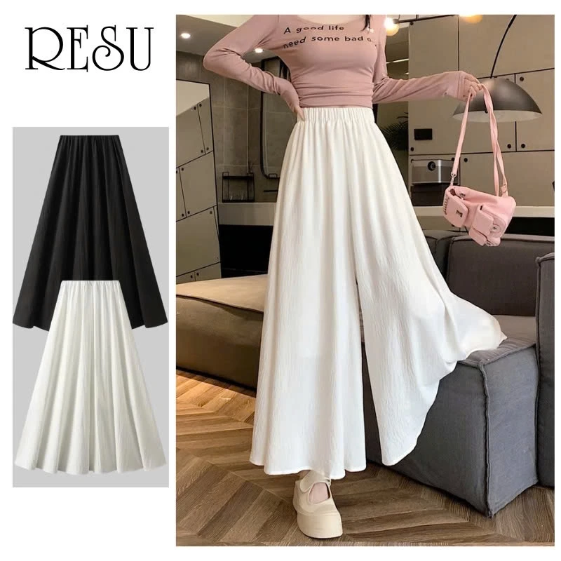 Quần Ống Siêu Rộng Cạp Chun ,Quần Gió Ống Suông Cao Cấp Lên Dáng Siêu Xinh RESU,Quần Giả Váy Midi Dáng Xòe Chất Đ