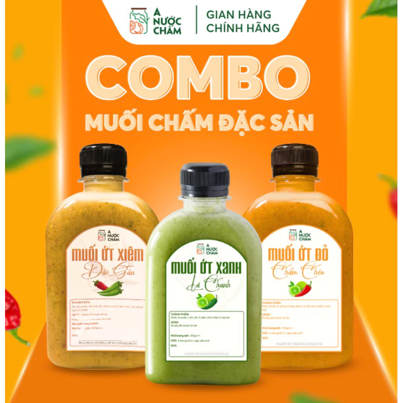 COMBO 3 Chai -VỊ MUỐI CHẤM ĐẶC SẢN 3 MIỀN | Chấm hải sản,thịt nướng,chấm lẩu,gà ủ muối