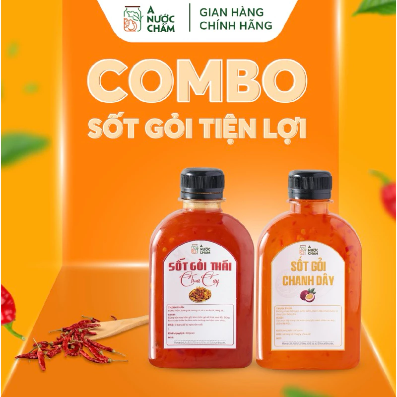 Combo 2 loại sốt trộn gỏi, nộm, chấm rau, trộn salad A Nước Chấm