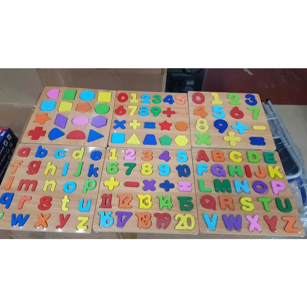 Bảng chữ cái nổi chữ - số hình khối sz 20*20 -cho con phát triển tư duy nhận biết mặt chữ mặt số