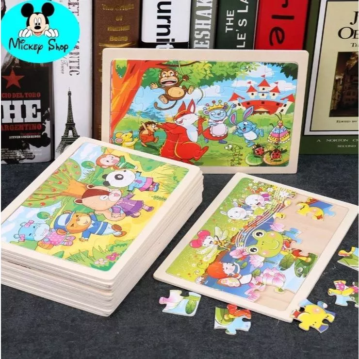 Tranh gỗ ghép hình 24 mảnh cho bé với 24 mẫu size 22,5cm*15cm*0,4 cm