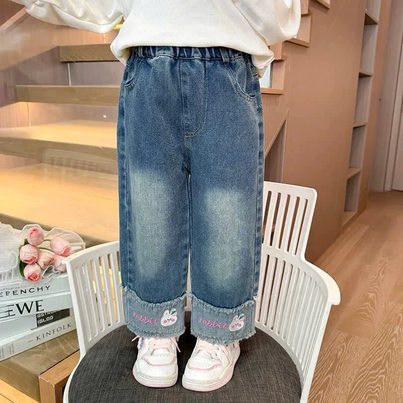 (12-30kg) Quần ống rộng hình Thỏ Xinh cho bé gái