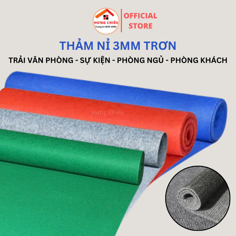 Thảm nỉ cuộn lót sàn văn phòng, sự kiện, hội nghị, sân khấu, giá rẻ 3mm - Hưng Chiếu ED22