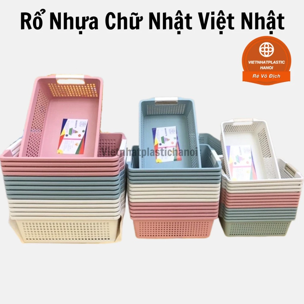 Rổ Nhựa Chữ Nhật Việt Nhật 44x30x15cm- 1196/1197/1198, rổ nhựa chữ nhật đa năng
