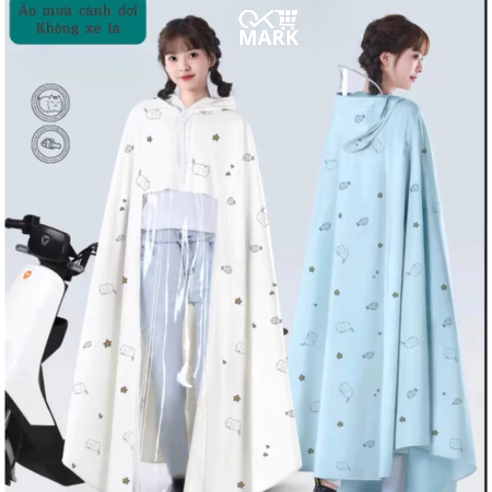 Áo Mưa Trong Suốt DIDOOGLT Họa Tiết Mèo - Áo Mưa Cánh Dơi Chất Liệu PVC Dày Dặn Cao Cấp