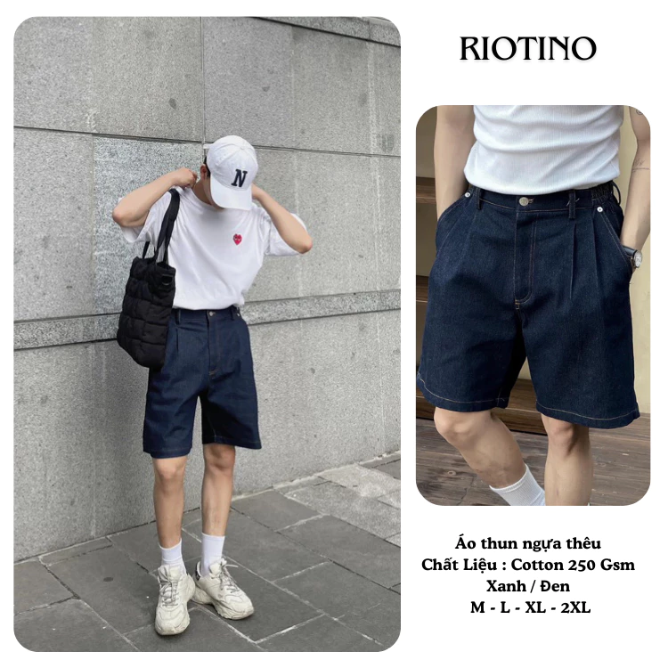 Bộ DENIM BY RIOTINO Chất Liệu Jean Co Giãn có Cạp Chun Phong Cách Thoải Mái Năng Động DE01