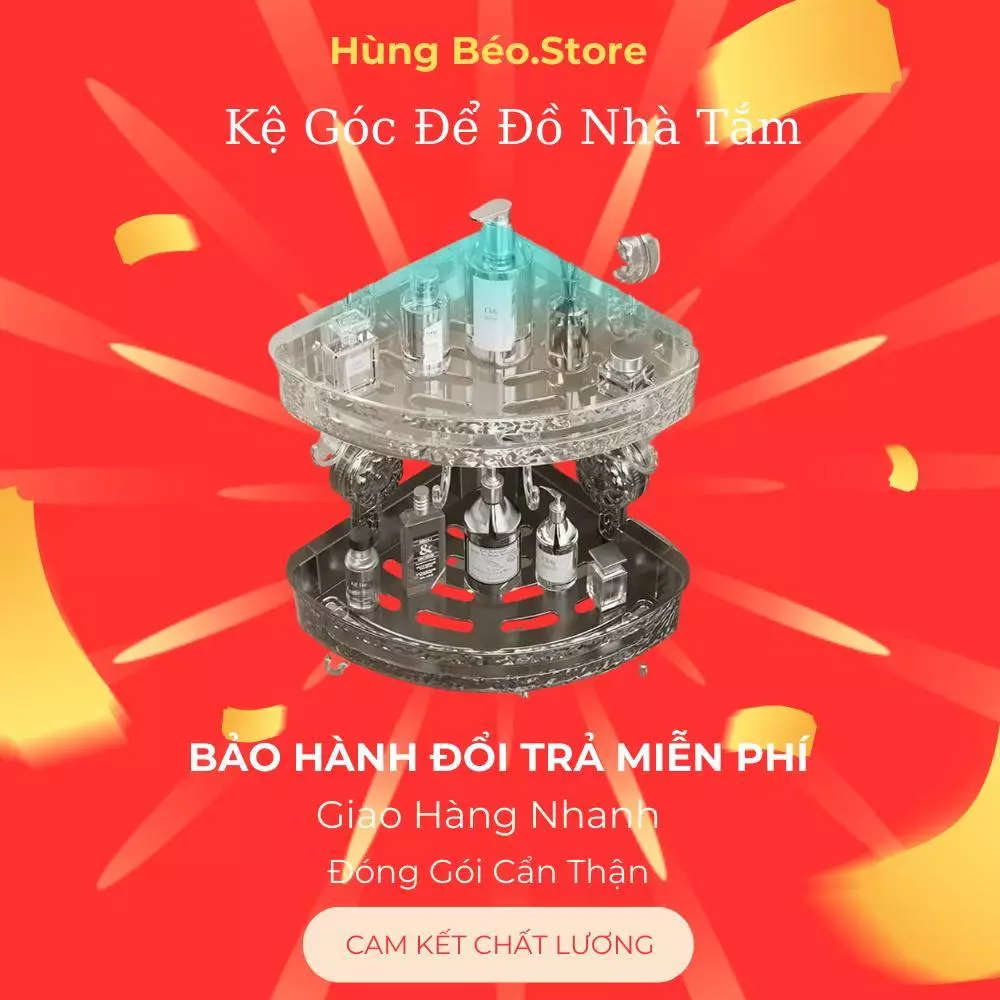 Kệ Góc Để Đồ Nhà Tắm Trong Suốt Dính Tường Không Khoan Đục Kệ Nhà Tắm Cao Cấp