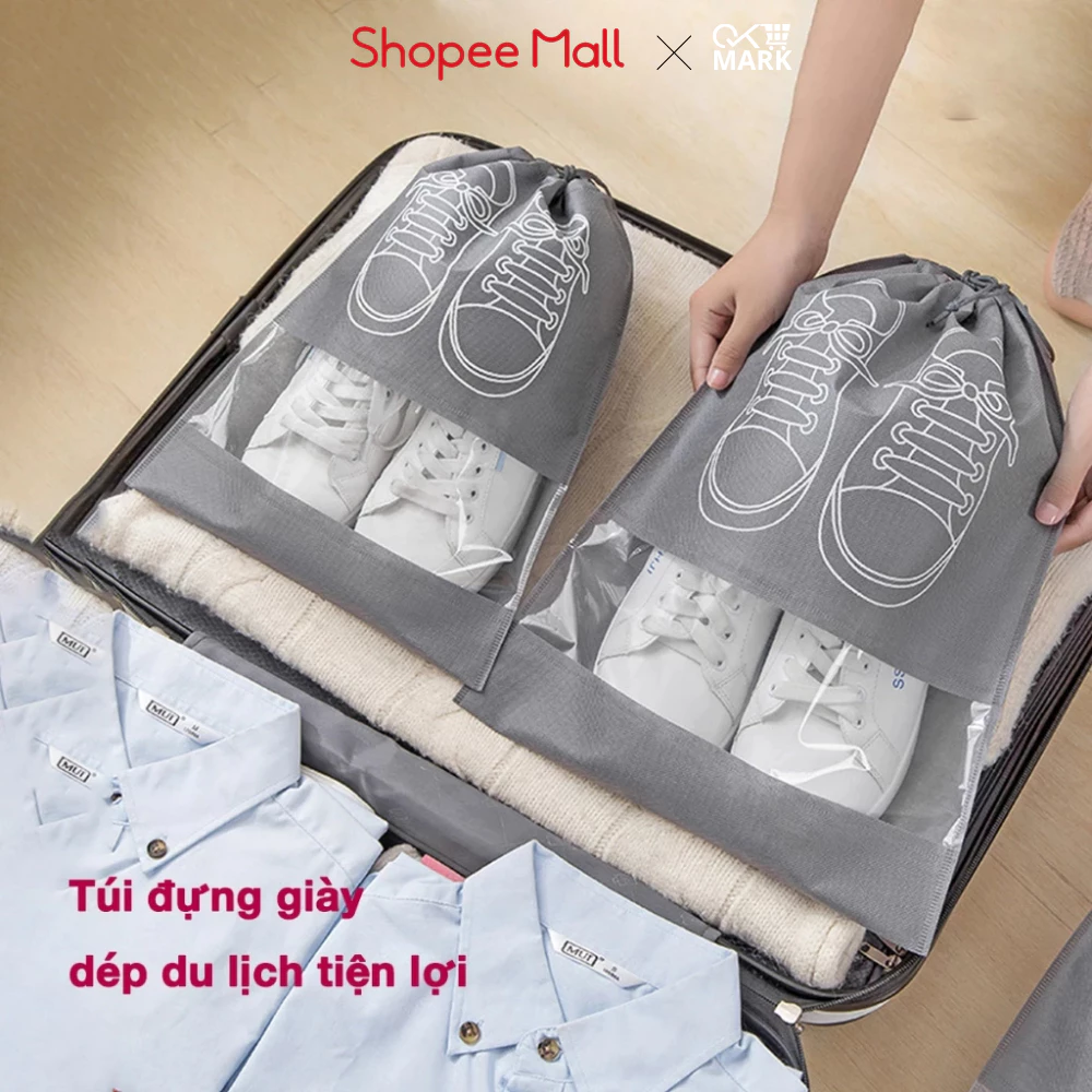 COMBO 5 Túi Đựng Giày Dép Du Lịch, Thể Thao Có Dây Rút, Vải Dày Dặn Cao Cấp Chống Bụi, Gọn Nhẹ