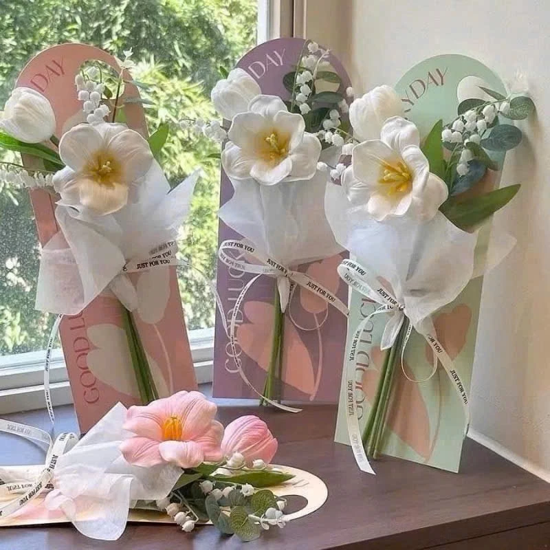 Thiệp bìa gài hoa, 10 cái thiệp, size 13x36cm, bìa cài hoa màu pastel siêu xinh☘️