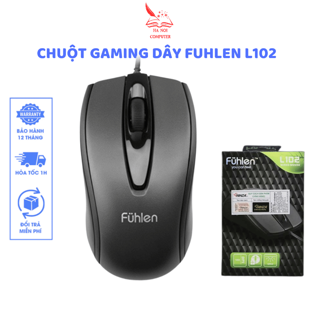 Chuột Dây Fuhlen L102 Chính Hãng 1000 DPI Optical USB (Đen), BH 12T, Siêu…