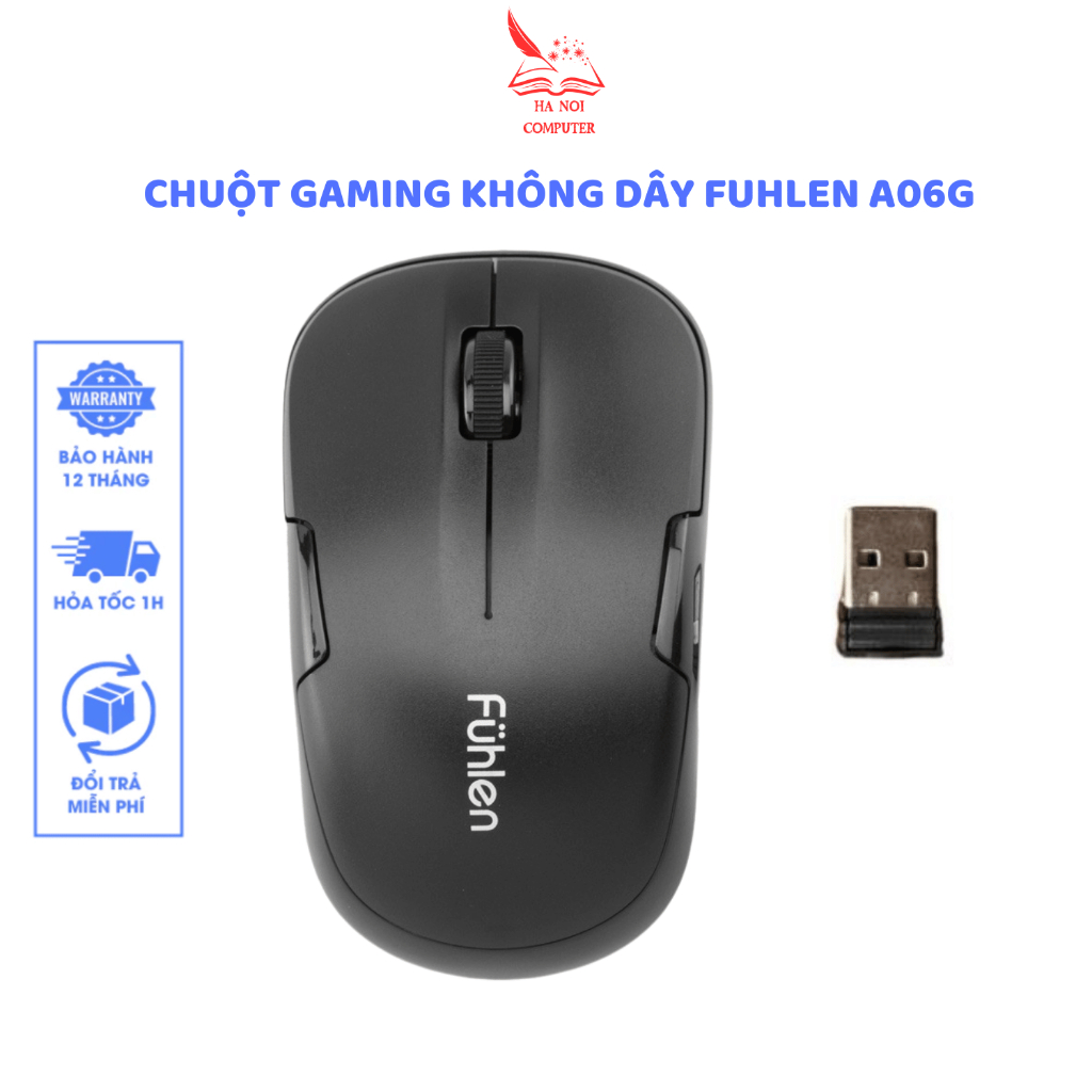 Chuột Không Dây Fuhlen A06G Nội Địa Trung, DPI 1000, USB 2.4GHz Giá Rẻ…