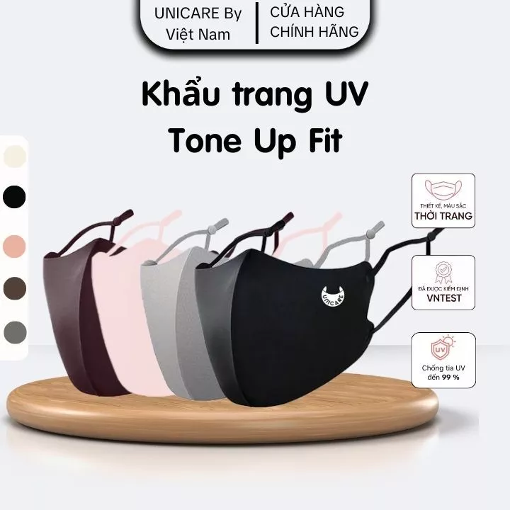 Khẩu Trang UNICARE Tone Up Fit khẩu trang chống tia UV có nút điều chỉnh quai đeo không đau tai