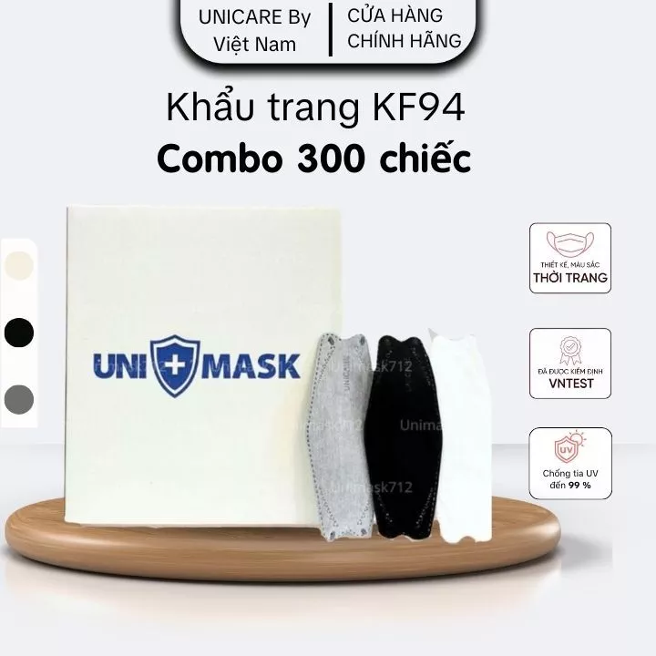 UNICARE Combo 300 Chiếc Khẩu Trang KF94 Chống Bụi Mịn Ngăn Ngừa Tia UV 4 Lớp Kháng Khuẩn