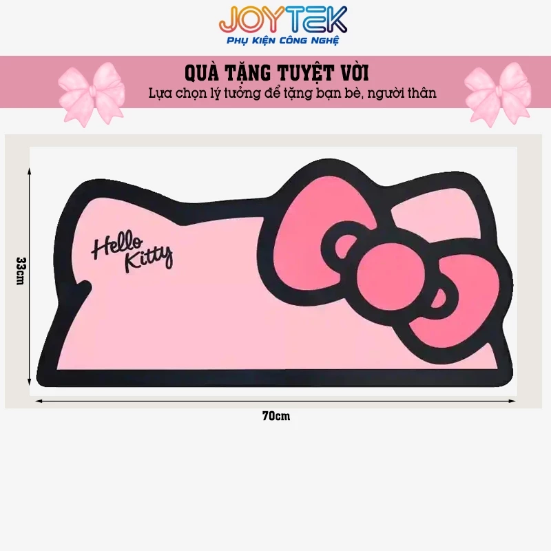 Miếng Lót Chuột Cỡ Lớn Hình Mèo Vẽ Tay Hello Kitty - Viền Khóa Dày, Mở Rộng - Thảm Lót Bàn Làm Việc Một Mặt 80 x 30cm