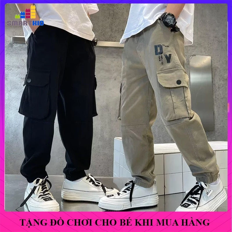 Quần dài vải kaki túi hộp thời trang cho bé trai size nhỡ đại 18-52kg, quần dài kaki bé trai mẫu DY, quần đi học bé trai
