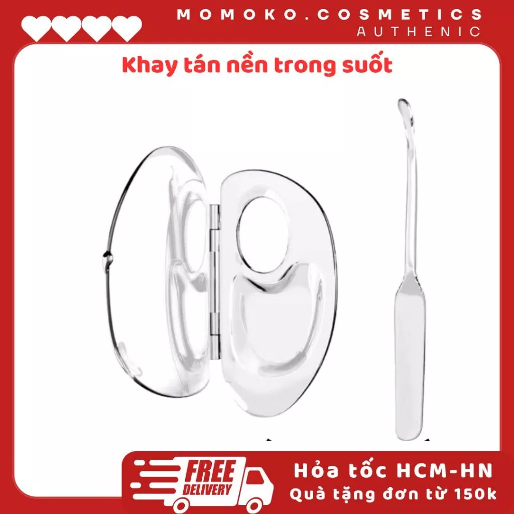 [Dụng Cụ Khay kèm thanh trộn nền] Bộ Dụng Cụ Khay trộn kem nền Mica trong suốt có nắp đậy Chính Hãng Chống Gỉ Dễ Vệ Sinh