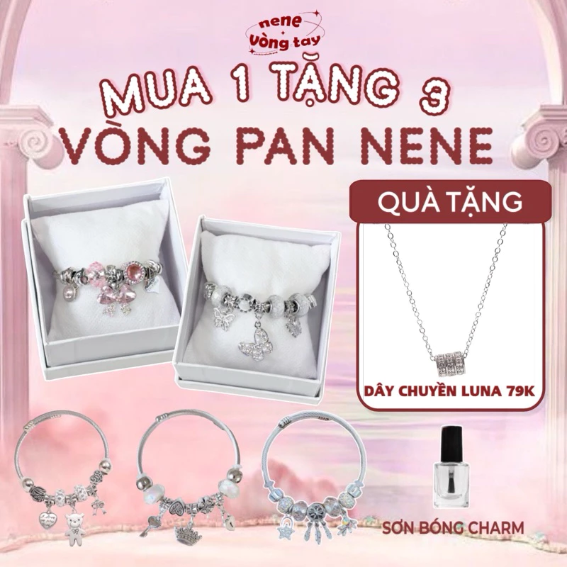[tặng dây chuyền] Vòng Pan nene - Charm hợp kim - kèm Hộp và Sơn Charm - phụ kiện thời trang nữ