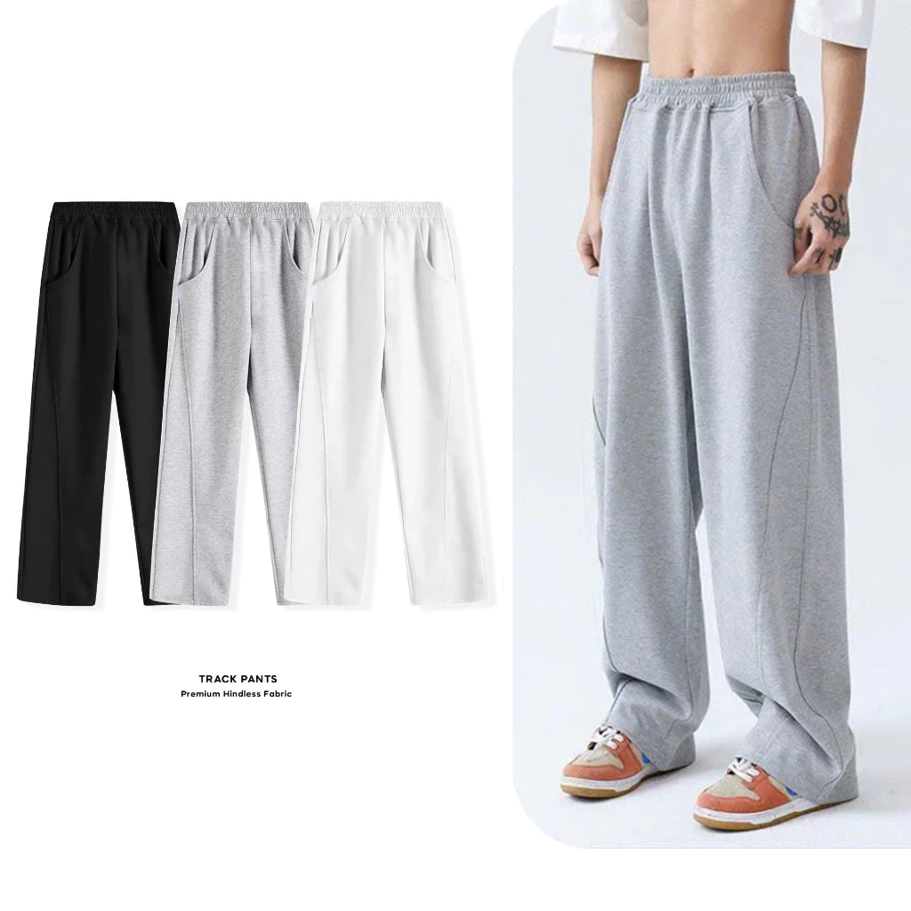 Quần nỉ 2da ống rộng vải nỉ 2da Track Pants Halley Quần dài ống rộng nam nữ unisex thể thao màu xám D11
