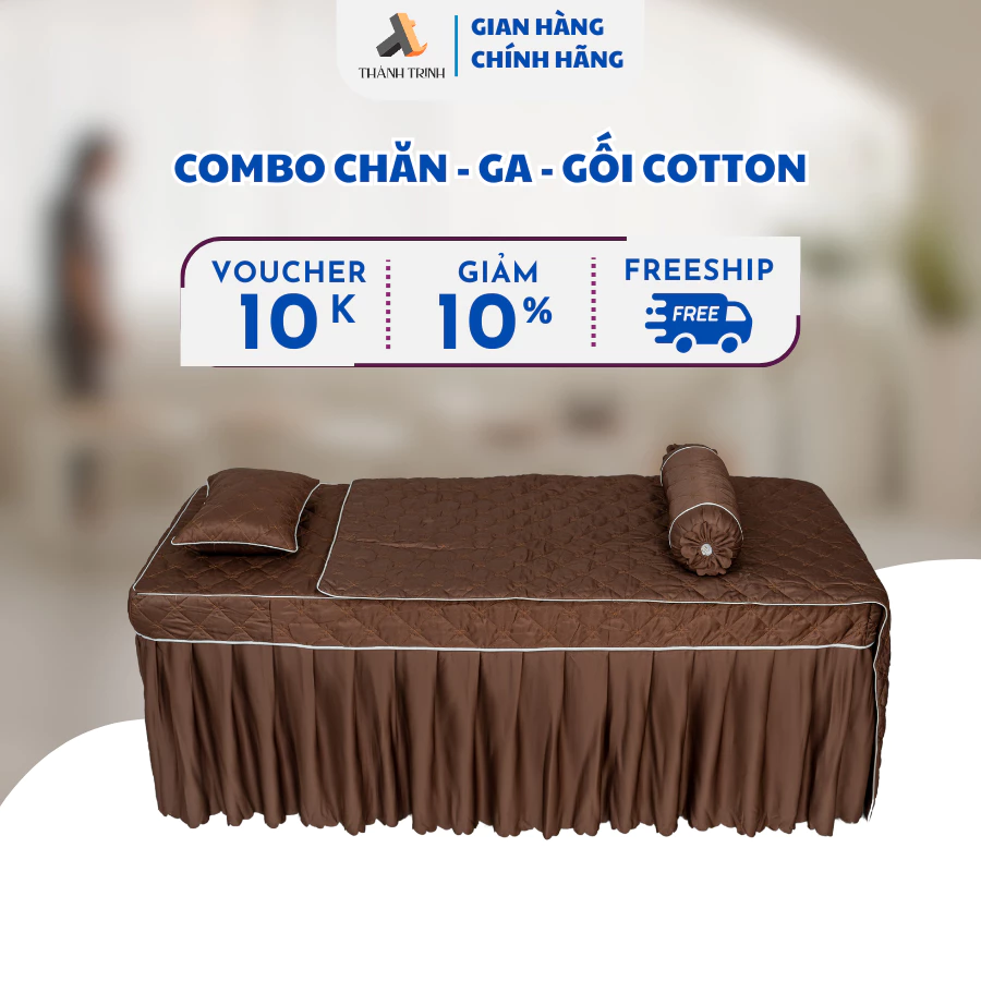 [COMBO] Chăn, Ga, Gối cotton cao cấp, bền màu, tạo sự chuyên nghiệp