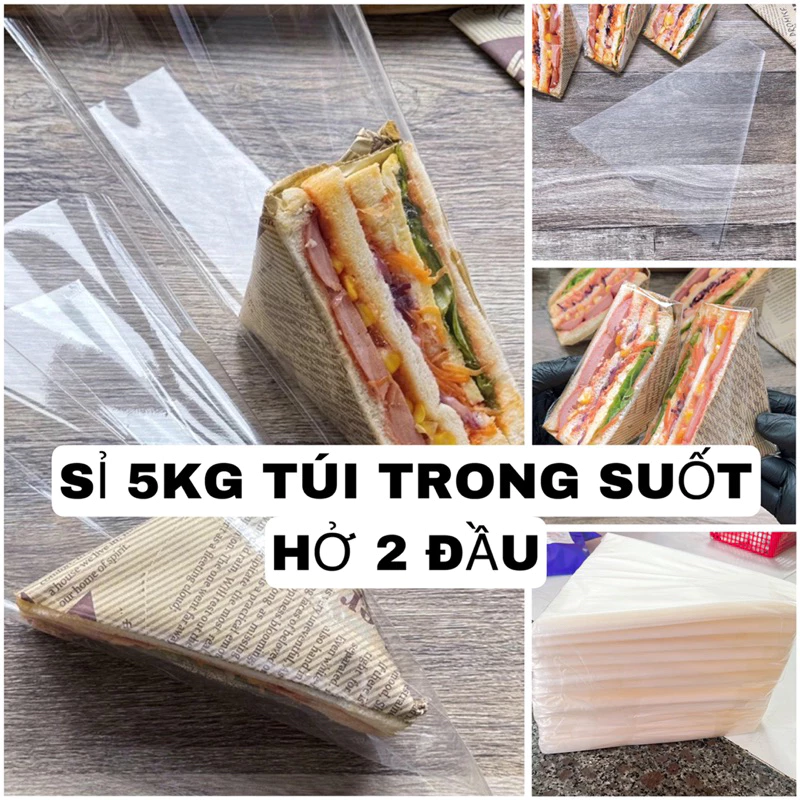 Sỉ 5kg túi sandwich đựng bông lan, túi sandwich hở 2 đầu
