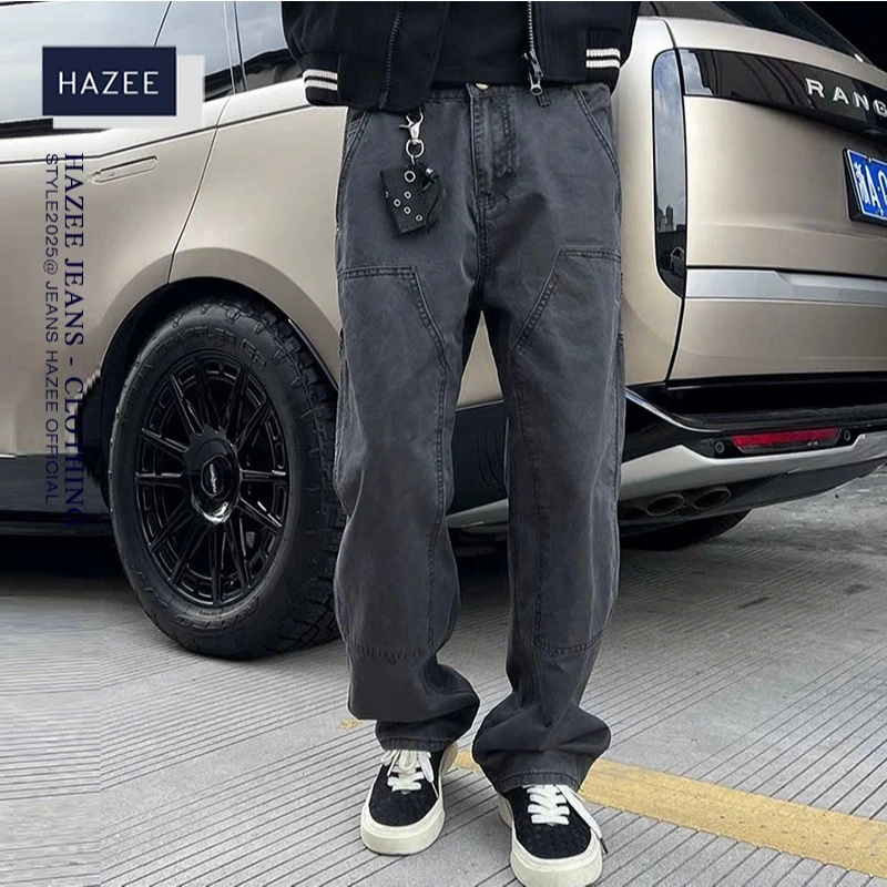 Quần jean dáng suông rộng Cargo pants nam nữ ống suông HAZEE phong cách boy phố