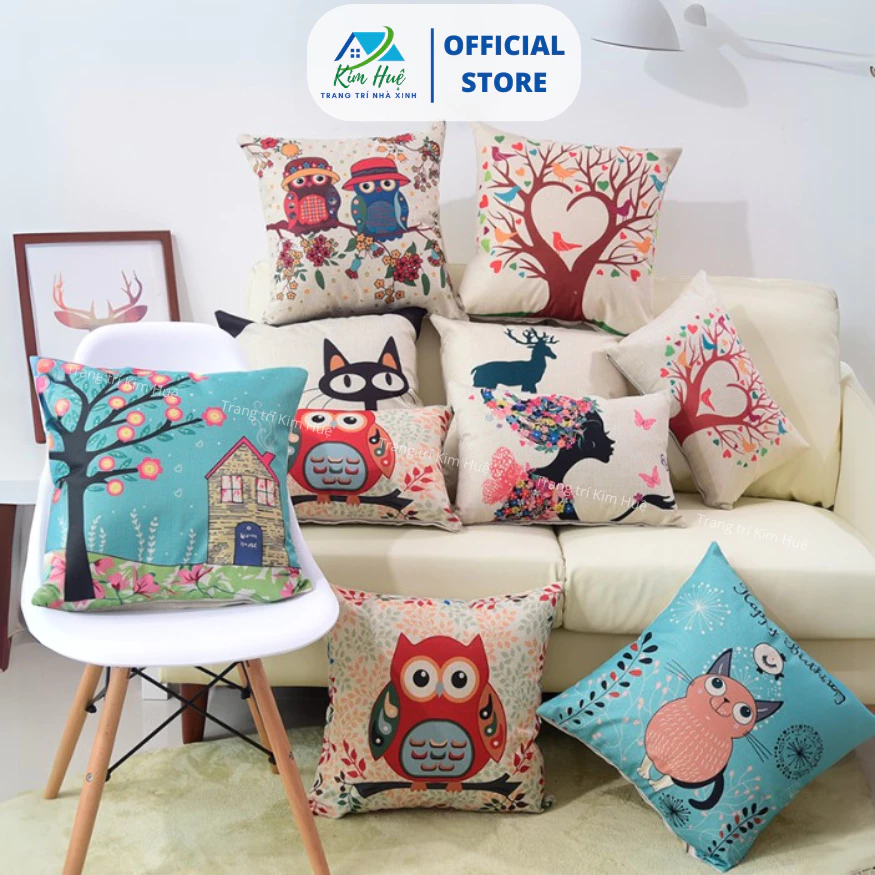 Gối tựa vuông 45x45cm Kim Huệ gối tựa lưng vỏ tháo giặt được (100 mẫu lựa chọn) - Kim Huệ X42