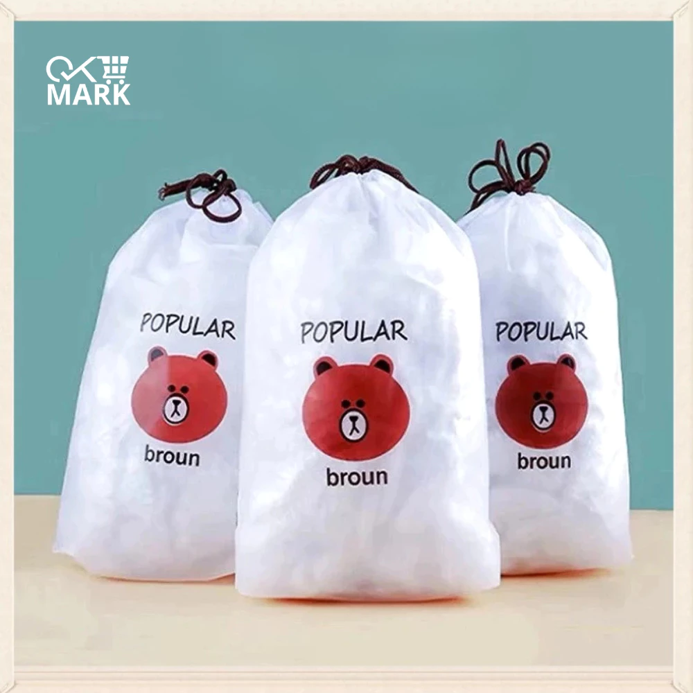 [Túi 200 Chiếc] Túi Màng Bọc Thực Phẩm DIDOOGLT Co Giãn Siêu Dai Có Dây Thun - Túi Gấu Bọc Thực Phẩm Tiện Lợi