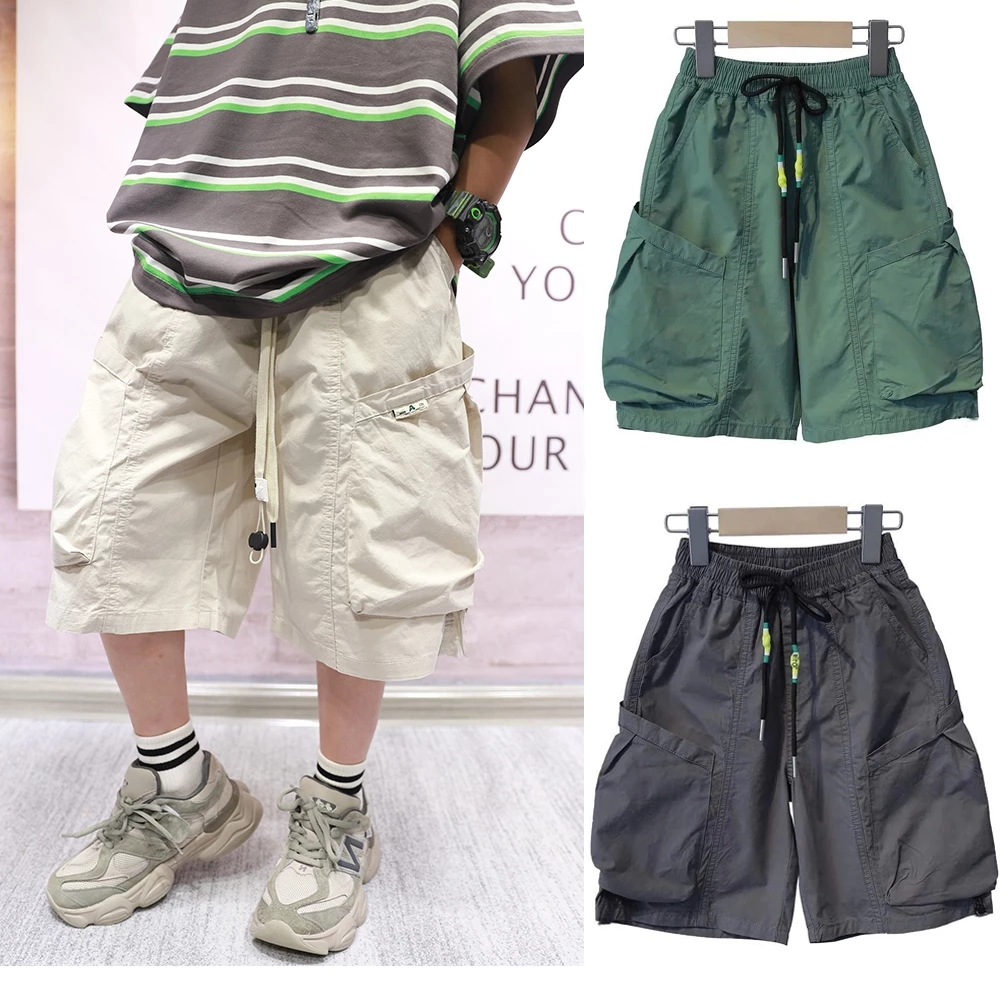 Quần Sooc Túi Hộp Bé Trai Size Đại 10kg-60kg Chất Si Gió Dù Co Giãn Mỏng Nhẹ Mau Khô Phong Cách Hàn Quốc -Quần Sooc Q162