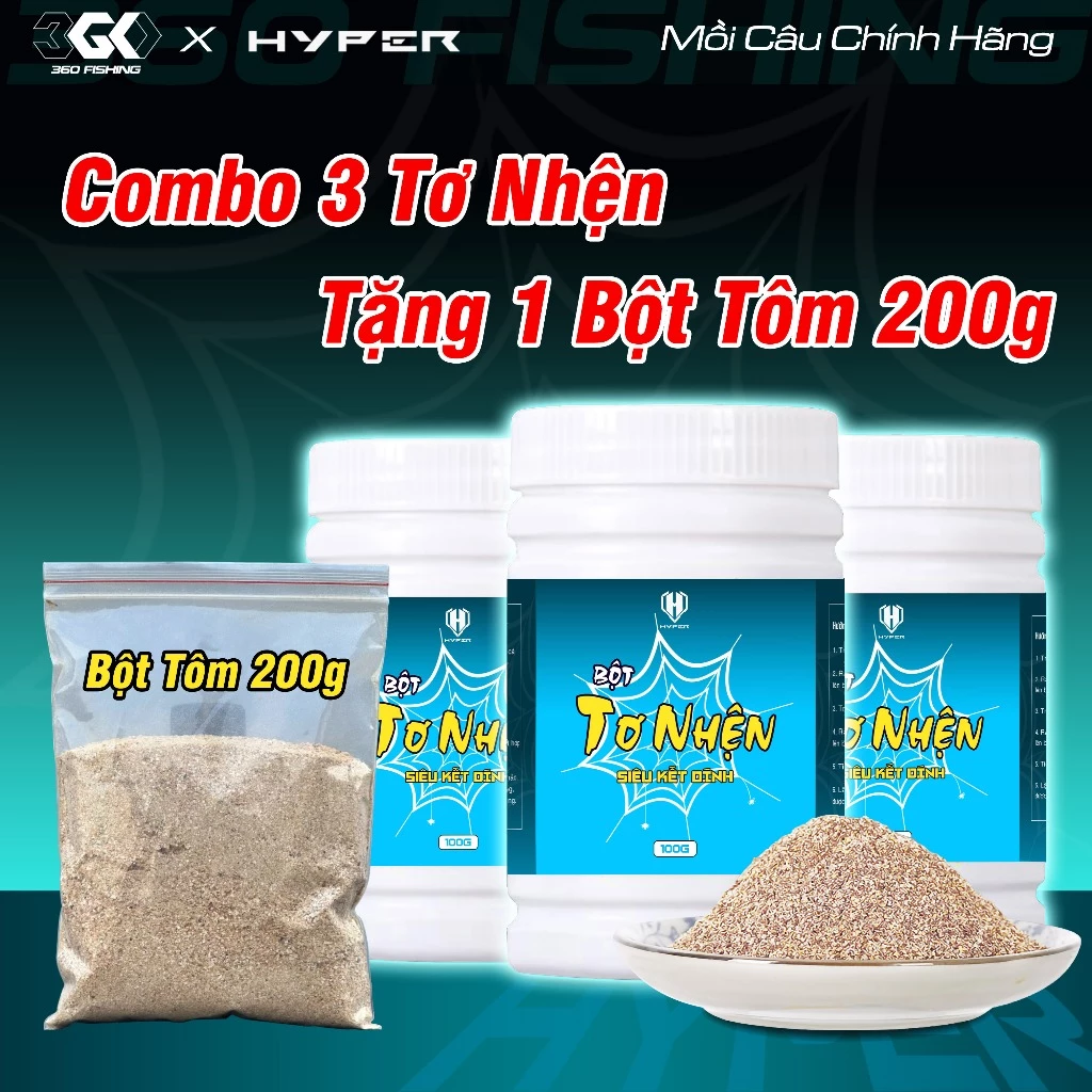 Combo 3 Lọ Bột Tơ Nhện 100g Tơ Nhện Tạo Rong Tạo Sợi Kết Dính Mồi Câu Cá Chất Lượng