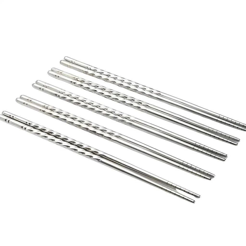 [LAIMAX] Vỉ 5 đôi đũa inox Laimax LS1-0660-2107 xoắn chống trơn trượt cao cấp