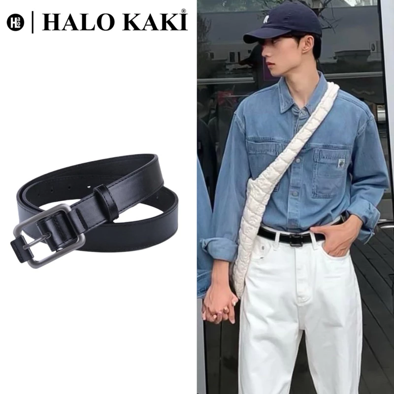 THẮT LƯNG HÀN QUỐC MẶT VUÔNG TRƠN BASIC - UNISEX HÀN QUỐC BẢN 3 CM BASIC DA PU Nam giới Titan
