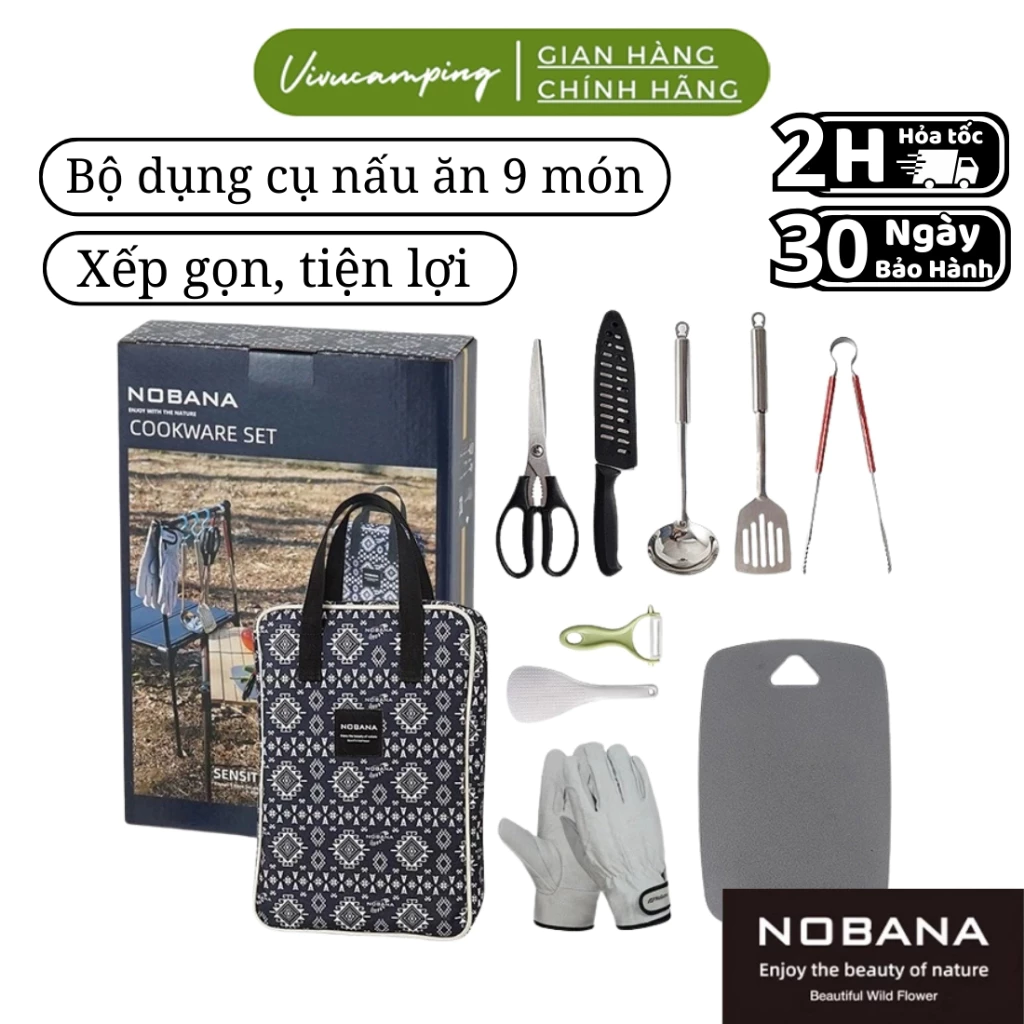 Bộ Dụng Cụ Nấu Ăn Cắm Trại Cao Cấp Chính Hãng CLS, Bộ Dụng Cụ Nhà Bếp Nấu Ăn Đa Nằng 9 Món Xếp Gọn