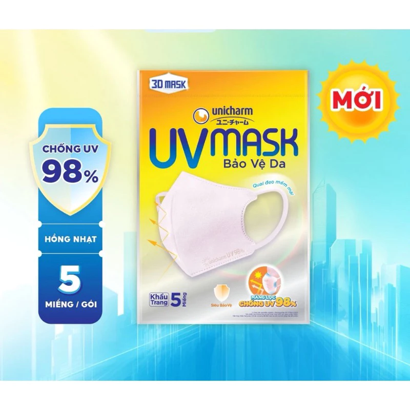 Khẩu Trang Unicharm UV Mask chống nắng 5 miếng/gói