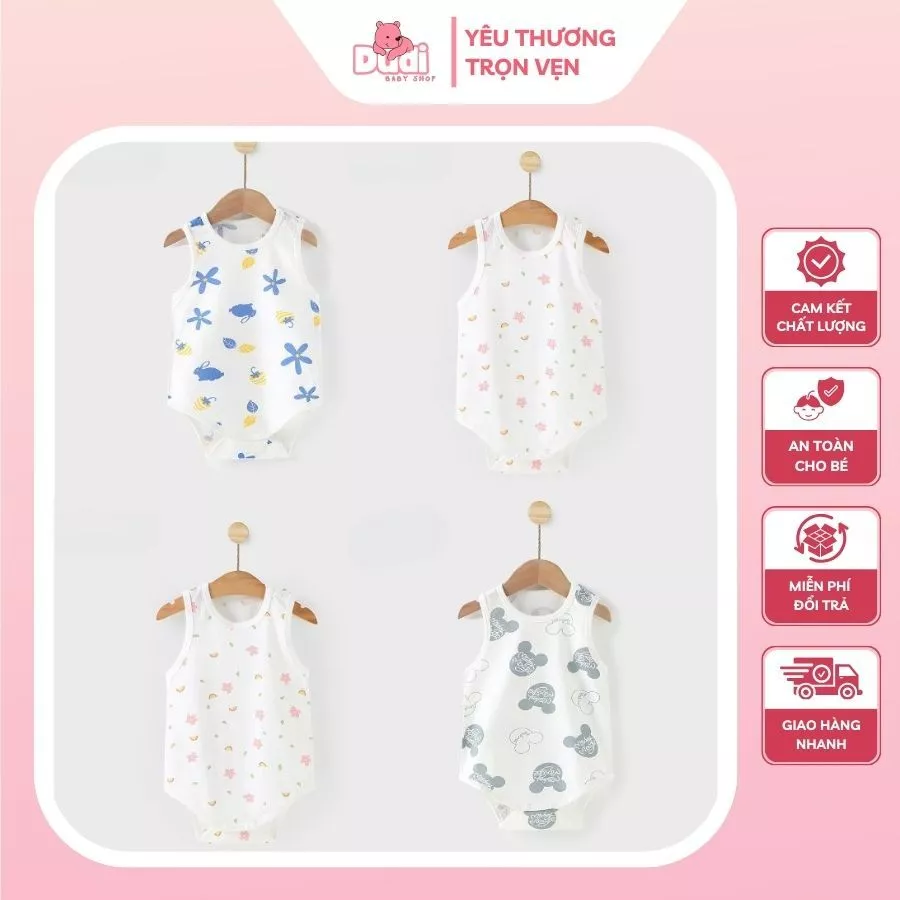 Đồ bộ liền thân mùa hè Quảng Châu cao cấp cho bé, vải thun lạnh cotton siêu mềm mịn, mát mẻ, co giãn 4 chiều - QALT-02