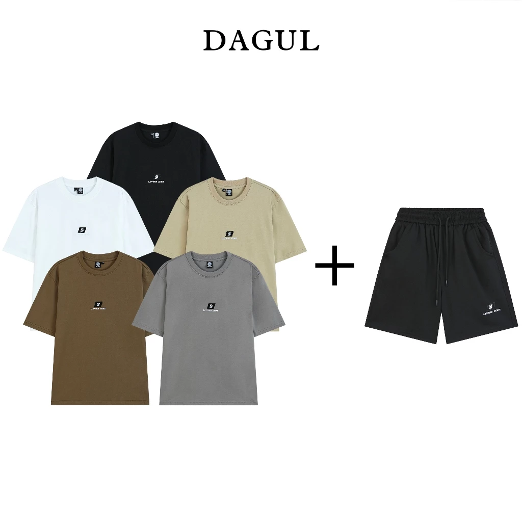 (M-52) Bộ quần áo thun cotton 250gsm + quần short logo thêu mặc thoáng mát - Nam Nữ - Menswear
